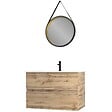 AURLANE - Pack Meuble SDB 80cm suspendu 2 tiroirs Chene_Vasque blanche + Miroir Barber - TIMBER 80 - Pack38 - vignette
