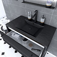AURLANE - Meuble de salle de bain 80x50cm - 2 tiroirs - vasque résine noire effet pierre - STRUCTURA F051 - vignette
