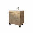 AURLANE - Meuble de salle de bains 70 cm TIMBER - Décor Chêne Naturel à portes avec Vasque céramique blanche - vignette