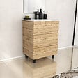 AURLANE - Meuble de salle de bains 60cm 3 Tiroirs_Chêne Naturel + Vasque céramique blanche - TIMBER 60 - vignette