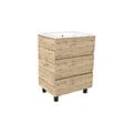 AURLANE - Meuble de salle de bains 60cm 3 Tiroirs_Chêne Naturel + Vasque céramique blanche - TIMBER 60 - vignette