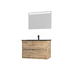 AURLANE - Meuble salle de bain 80x54 - Finition chene naturel + vasque noire + miroir Led - TIMBER 80 - Pack12 - vignette