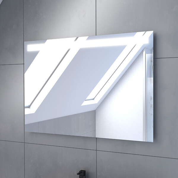 AURLANE - Meuble salle de bain 80x54 - Finition chene naturel + vasque noire + miroir Led - TIMBER 80 - Pack12 - large
