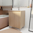 AURLANE - Pack Meuble Salle de Bains 60 cm Chêne Clair, 2 portes avec Vasque Céramique - XENOS - vignette