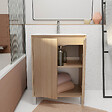 AURLANE - Pack Meuble Salle de Bains 60 cm Chêne Clair, 2 portes avec Vasque Céramique - XENOS - vignette