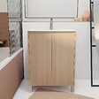 AURLANE - Pack Meuble Salle de Bains 60 cm Chêne Clair, 2 portes avec Vasque Céramique - XENOS - vignette