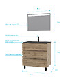 AURLANE - Meuble salle de bains 80cm décor chene naturel 3 tiroirs - Vasque noire et Miroir Led - TIMBER - vignette