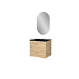 AURLANE - Meuble Salle de Bains 60cm 2 Tiroirs Chêne Naturel + Vasque Noire et Miroir Ovale - vignette