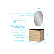 AURLANE - Meuble Salle de Bains 60cm 2 Tiroirs Chêne Naturel + Vasque Noire et Miroir Ovale - vignette