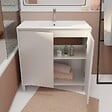 AURLANE - Pack Meuble Salle de Bains 80cm Laqué Blanc 2 Portes avec Vasque Céramique Blanche - XENOS - vignette