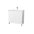 AURLANE - Pack Meuble Salle de Bains 80cm Laqué Blanc 2 Portes avec Vasque Céramique Blanche - XENOS - vignette