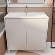 AURLANE - Pack Meuble Salle de Bains 80cm Laqué Blanc 2 Portes avec Vasque Céramique Blanche - XENOS - vignette