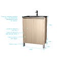AURLANE - Meuble de salle de bains 60 cm 2 Portes Chêne Clair + Vasque Céramique Noire - XENOS - vignette