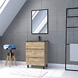 AURLANE - Pack Meuble SDB 60cm sur pieds 3 tiroirs Chene_Vasque noire + Miroir - TIMBER 60_Pack13 - vignette