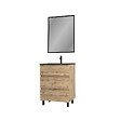 AURLANE - Pack Meuble SDB 60cm sur pieds 3 tiroirs Chene_Vasque noire + Miroir - TIMBER 60_Pack13 - vignette