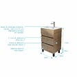 AURLANE - Meuble de salle de bains 50 cm TIMBER - Décor Chêne Naturel 3 tiroirs avec Vasque blanche - vignette