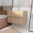 AURLANE - Pack Meuble Salle de Bains 80 cm Chêne Clair, 2 tiroirs avec Vasque Céramique - XENOS - vignette