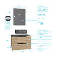 AURLANE - Meuble salle de bains 80 cm 2 tiroirs - Chêne et noir - Vasque rectangle - Miroir Led - OMEGA - vignette