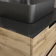 AURLANE - Meuble salle de bains 80 cm 2 tiroirs - Chêne et noir - Vasque rectangle - Miroir Led - OMEGA - vignette
