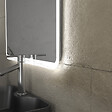 AURLANE - Meuble salle de bains 80 cm 2 tiroirs - Chêne et noir - Vasque rectangle - Miroir Led - OMEGA - vignette