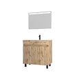 AURLANE - Meuble salle de bain 80x80 -Finition chene naturel + vasque blanche + miroir Led- TIMBER 80 - Pack26 - vignette