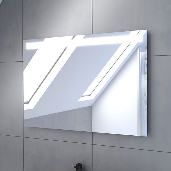 AURLANE - Meuble salle de bain 80x80 -Finition chene naturel + vasque blanche + miroir Led- TIMBER 80 - Pack26 - large