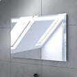 AURLANE - Meuble salle de bain 80x80 -Finition chene naturel + vasque blanche + miroir Led- TIMBER 80 - Pack26 - vignette