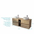 AURLANE - Meuble de Salle de Bains 140 TIMBER Décor Chêne 4 tiroirs et module - Vasques Blanches 36cm - vignette