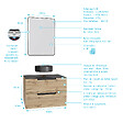 AURLANE - Meuble salle de bains 80 cm 2 tiroirs - Chêne et noir - Vasque ronde - Miroir Black Led - OMEGA - vignette