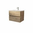 AURLANE - Meuble de salle de bains suspendu 70 cm TIMBER - Décor Chêne Naturel 2 tiroirs avec Vasque blanche - vignette