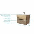 AURLANE - Meuble de salle de bains suspendu 70 cm TIMBER - Décor Chêne Naturel 2 tiroirs avec Vasque blanche - vignette