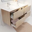 AURLANE - Pack Meuble Salle de Bains 120 cm Chêne Clair, 4 tiroirs avec Vasque Céramique - XENOS - vignette