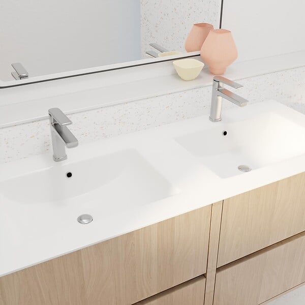 AURLANE - Pack Meuble Salle de Bains 120 cm Chêne Clair, 4 tiroirs avec Vasque Céramique - XENOS - large