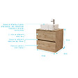 AURLANE - Meuble Salle de Bains 80cm 2 Tiroirs Chêne Naturel + Vasque Carrée 38x38x13cm Blanche Effet Marbre - vignette