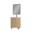 AURLANE - Meuble salle de bains 60cm décor chene naturel 2 portes - Vasque blanche et Miroir - TIMBER - vignette