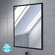 AURLANE - Meuble salle de bains 60cm décor chene naturel 2 portes - Vasque blanche et Miroir - TIMBER - vignette