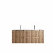 AURLANE - Meuble de Salle de Bains LEON 120cm Décor Bois - 4 Tiroirs en MDF Ondulés - Vasque à encastrer - vignette