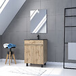 AURLANE - Meuble salle de bain 60x80 - Finition chene naturel + vasque noire + miroir Led - TIMBER 60 - Pack19 - vignette