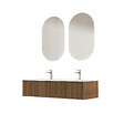 AURLANE - Meuble Salle de Bains YUKI 120 2 Tiroirs Décor Chêne et Noir - Vasque Blanche - Miroirs Ovales 50x80 - vignette