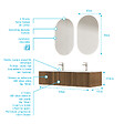 AURLANE - Meuble Salle de Bains YUKI 120 2 Tiroirs Décor Chêne et Noir - Vasque Blanche - Miroirs Ovales 50x80 - vignette