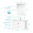 AURLANE - Meuble Salle de Bains 80 cm Laqué Blanc et Or Doré à Tiroirs avec Vasque Céramique et Miroir - vignette