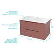 AURLANE - Meuble de Salle de Bains LEON 80cm Terracotta - 2 Tiroirs en MDF Ondulés - Vasque à encastrer - vignette