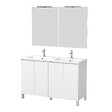 AURLANE - Meuble Salle de Bains 120 cm Laqué Blanc 4 Portes, Vasque, Miroirs 60x80 et Réglettes Led - XENOS - vignette