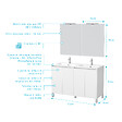 AURLANE - Meuble Salle de Bains 120 cm Laqué Blanc 4 Portes, Vasque, Miroirs 60x80 et Réglettes Led - XENOS - vignette