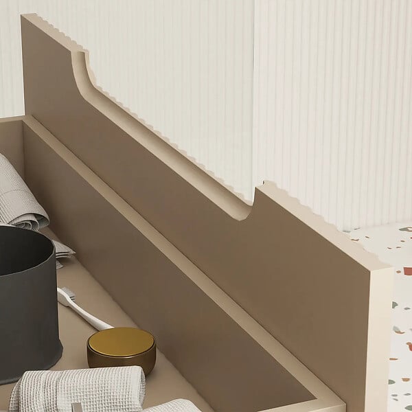AURLANE - Meuble de Salle de Bains LEON 80cm Marron Glace - 2 Tiroirs en MDF Ondulés - Vasque à encastrer - large