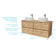 AURLANE - Meuble Salle de Bains 120cm 4 Tiroirs Chêne Naturel - 2 Vasques Rondes 36cm en Céramique Blanche - vignette