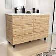 AURLANE - Meuble de salle de bains 120cm 6 Tiroirs_Chêne Naturel + Vasque céramique blanche - TIMBER 120 - vignette