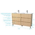 AURLANE - Pack Meuble Salle de Bains 120 cm Chêne Clair, 6 tiroirs avec Vasque Céramique - XENOS - vignette