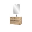 AURLANE - Pack Meuble SDB 80cm suspendu 2 tiroirs Chene_Vasque blanche + Miroir Led - TIMBER 80_Pack37 - vignette