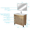 AURLANE - Meuble Salle de Bains 70 cm Décor Chêne Naturel à Portes - Vasque céramique blanche et miroir 70x50 - vignette